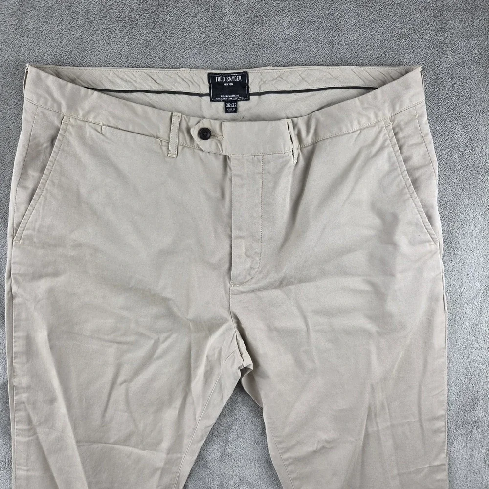 Todd Snyder Beige Cotton Blend Stretch Chino Extended tab Pant Mens 36X32